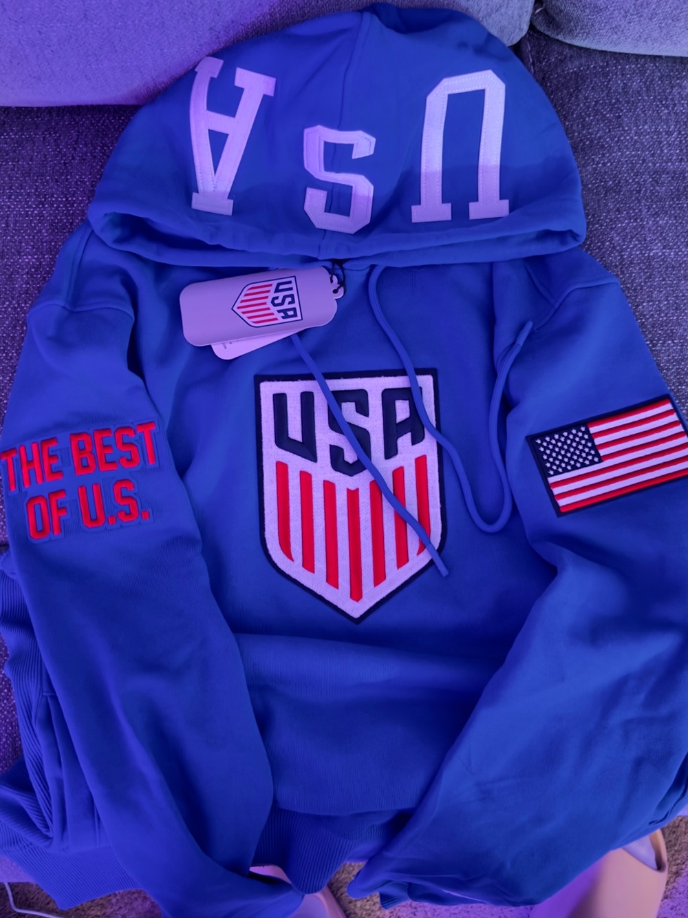 Pro standard fully embroidered pullover hoodie team, USA